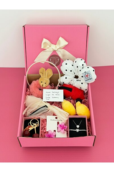 BURÇİN AKSESUAR 14 Şubat Sevgililer Günü Takı Toka Seti, Silver Beyaz Çelik Y...