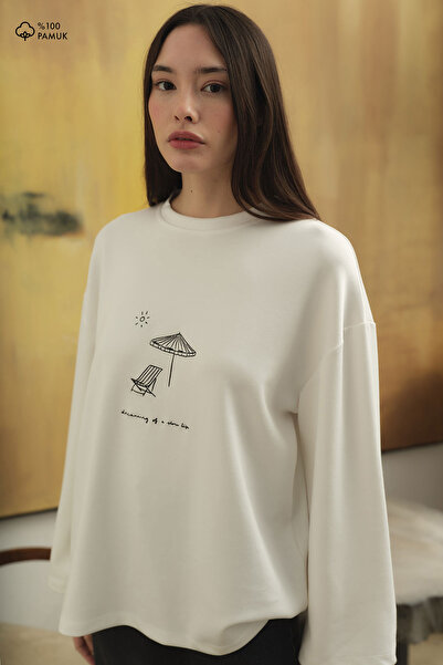 Hooopstore Embroidered Pattern Off-White Blouse