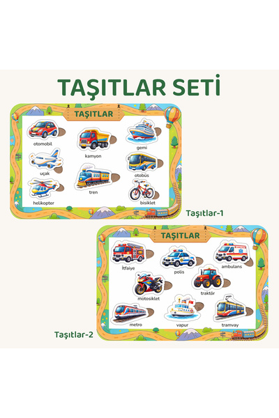 NC PUZZLES Ahşap Türkçe Eğitici ve Öğretici 2'li Yapboz Seti - Taşıtlar