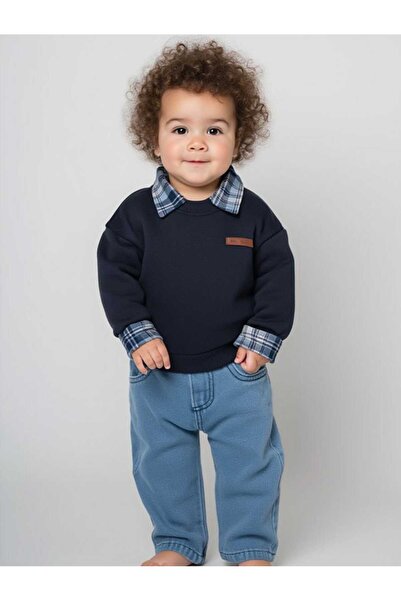 kidsense Baby Boy Shirt Sweatshirt and Denim Pants 3-Piece Set