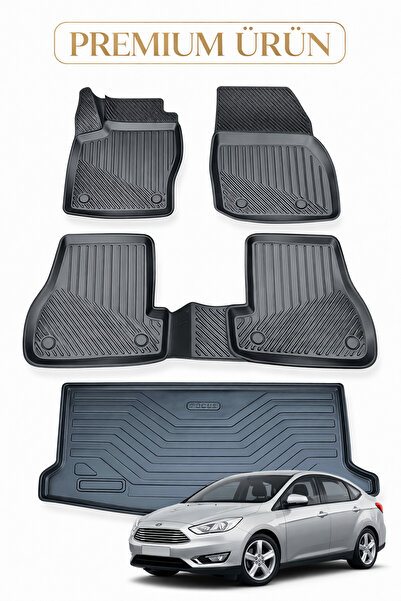 Black Gold Ford Focus 3 Sedan 2011-2014 Uyumlu 3D Oto Paspas ve Bagaj Havuzu ...