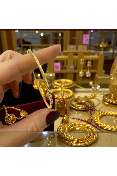 CAXBERN 22 Ayar Altın Kaplama Başak Ajda Bilezik (3 Adet)