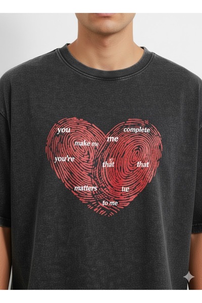 PENTHİLUS Unisex Oversize Washed T-Shirt - Washed T-Shirt - Valentine's Day Gift