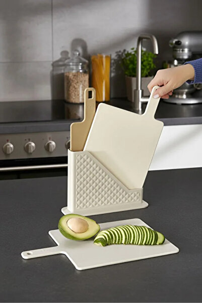 favorin 4 Piece Cutting Board Set with Stand - Multi Chopping Board Bread Veg...