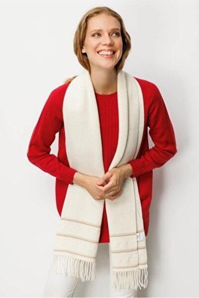 Desen Women's Silvery Jacquard Tasseled Wool Kashko