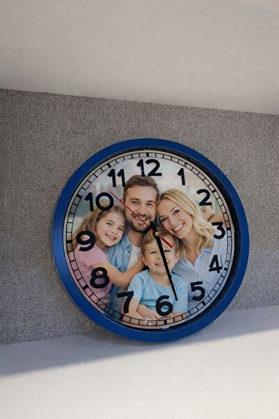 İDEAL REKLAM Kişiye Özel Baskılı Duvar Saati Mavi 28 cm