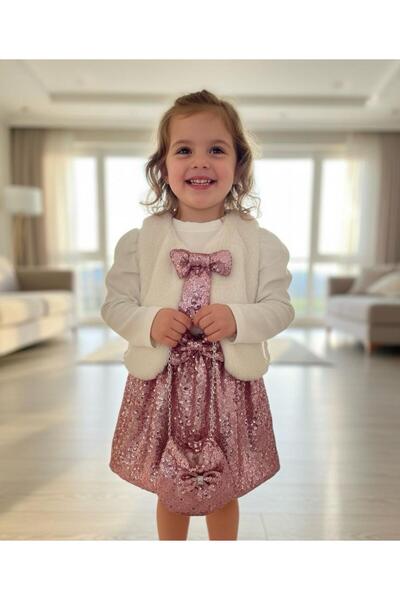 Miniminnakkidswear Kız çocuk payetli 4'lü takım elbise