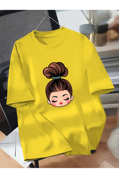 ELAN WEAR Girl printed oversize women's/men's unisex white t-shirt