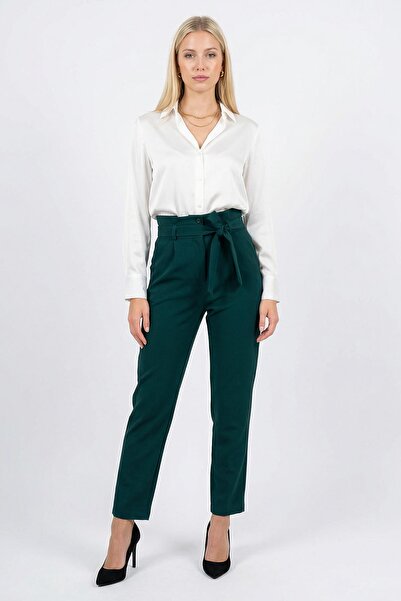 Rays 6263A Belted High Waist Trousers Emerald