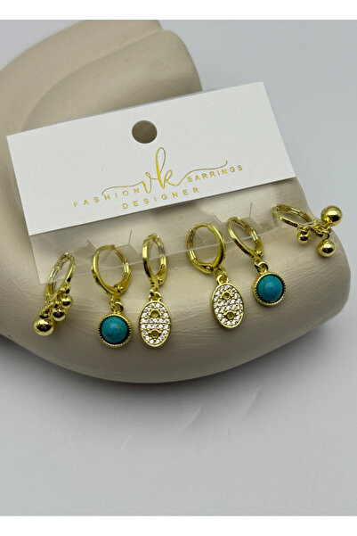 BİJU YILMAZ Vip Gold Stone Dangle Earrings Set of 6 - 26Vipkp56
