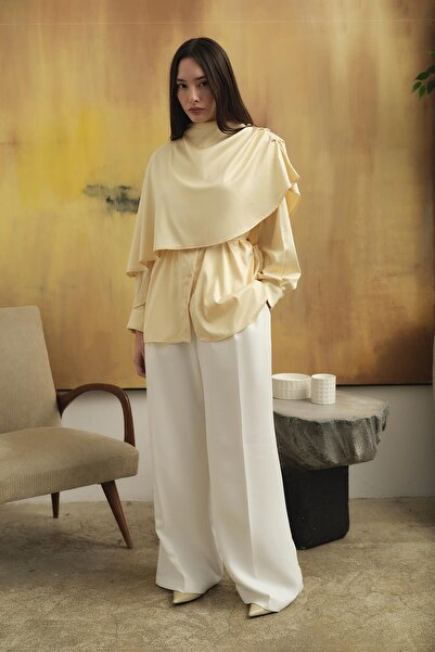 Hooopstore Butter Yellow Shirt with Cape Detail