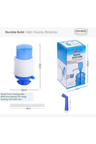 Feelings Manual Drinking Water Pump, Universal Fit, Easy-to-Use, Portable for Home, Office, Camping