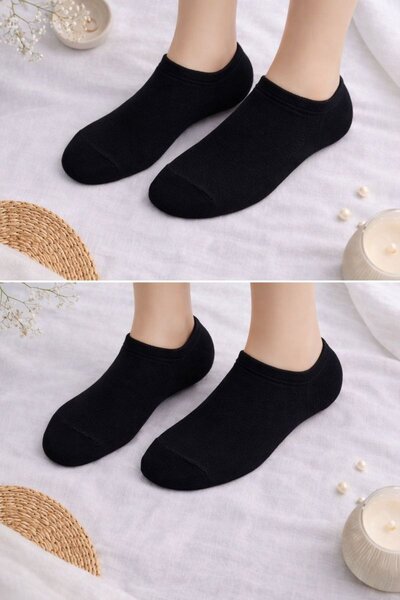 HAKKE Pamuklu Görünmez 2li Siyah Sneakers ÇORAP
