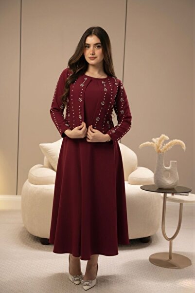 DR فستان نسائي ميد قطعتين مطرز خامة الباربي