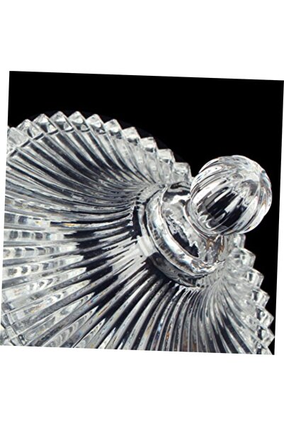 Cabilock Crystal Candy Jar with Lid - Round, Transparent, 10.5x10.5x12cm - Perfect for Weddings, Hom