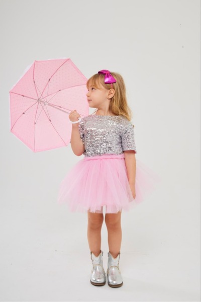 Pinkitokids Пола с пайети за момичета - сребриста