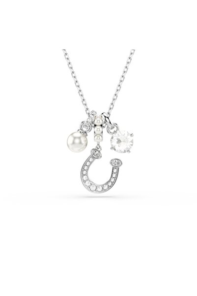Swarovski Symbolica Kolye, Kristal inci, Yuvarlak kesim, Pavé, At Nalı, Beyaz...