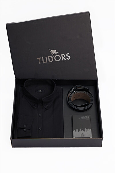 Tudors Özel Kutulu Erkek 3'lü Set Hediyelik - Çeyizlik Gömlek, Parfüm Ve Keme...