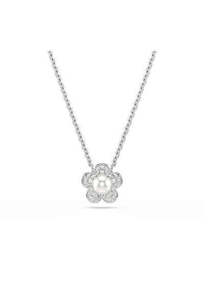 Swarovski Ariana Grande x Kolye, Yuvarlak kesim, Çiçek, Beyaz, Rodyum kaplama