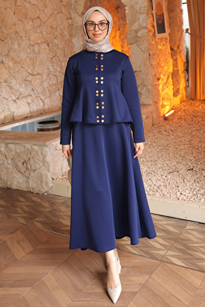 İmajButik Navy Blue Skirt, Flounce Blouse, Skirted Scuba Suit