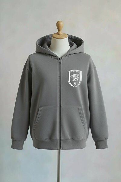 Vordevia Al Ittihad Fc B Printed Zippered K Hooded O Oversized Sweatshirt