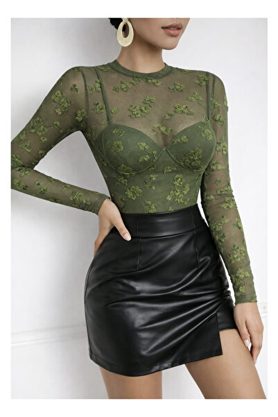 KİM Kİ O KADIN FLOK BASKI TÜL BLUZ