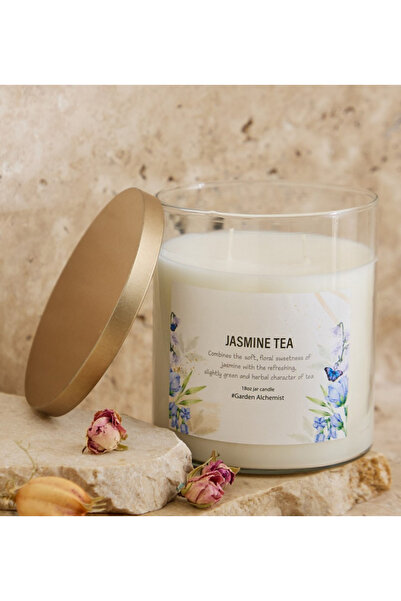 Aure شمعة معطرة برائحة شاي الياسمين في برطمان بغطاء معدني - 510 غرام