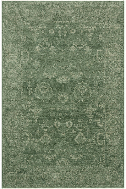 Cool Halı Şahmaran Yeşil Vintage Eskitme Klasik Desenli Yumuşak Parlak Dokuma...