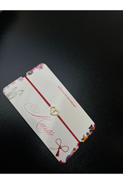 eboxluxury Yellow silver martisor heart pattern with stones