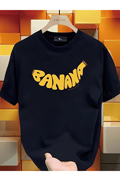 ELAN WEAR تيشيرت أبيض للجنسين مطبوع موز، مقاس كبير، للجنسين