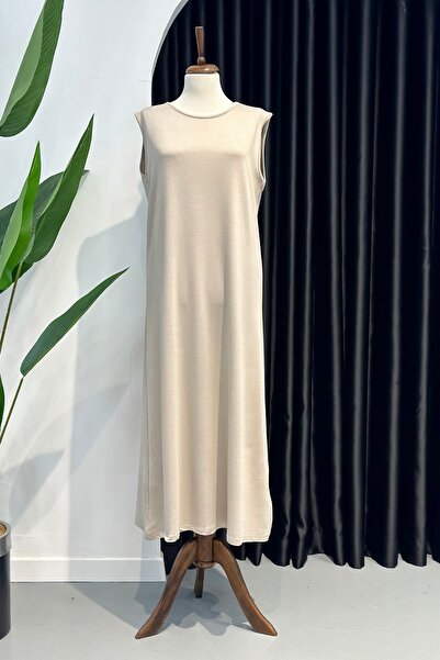 İmajButik Stone Crew Neck Sleeveless Undershirt Dress
