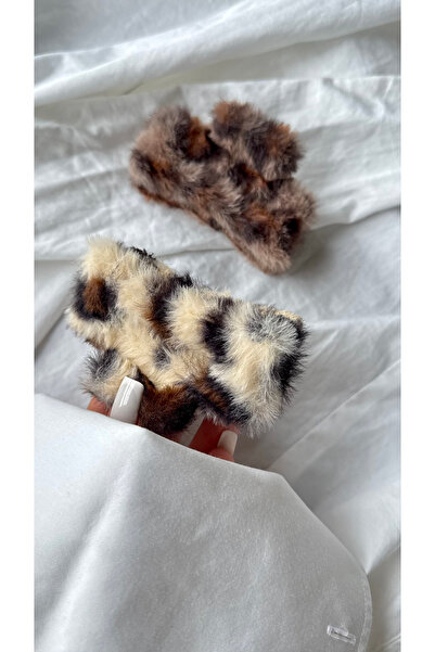 YOYYO 2-Pack Women's Leopard Patterned Plush Hair Clips - Soft Furry Winter H...