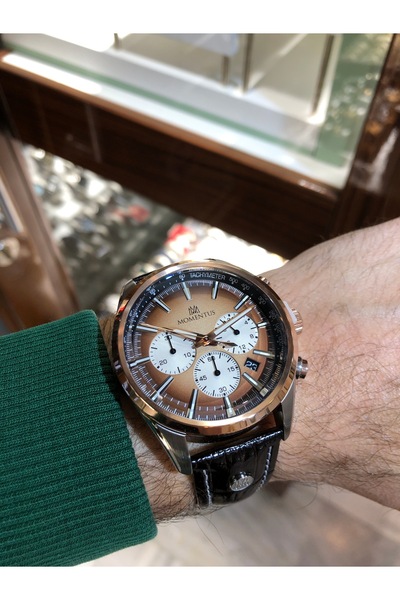 Momentus Leather Strap Steel Case Chronometer Calendar Waterproof Men's Wrist...