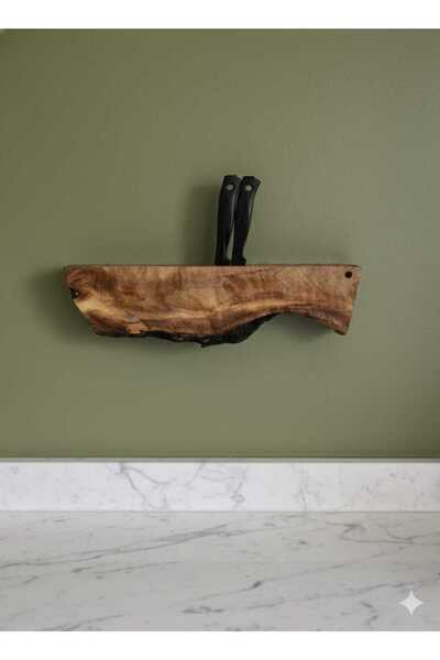 Rusticwood El yapımı, Doğal ahşap, Ceviz ağacı, Rustic bıçak standı Mutfak or...