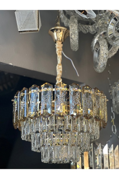 Led YENİ MODEL 40 CM KRİSTAL LÜX SALON AVİZE GOLD RENK