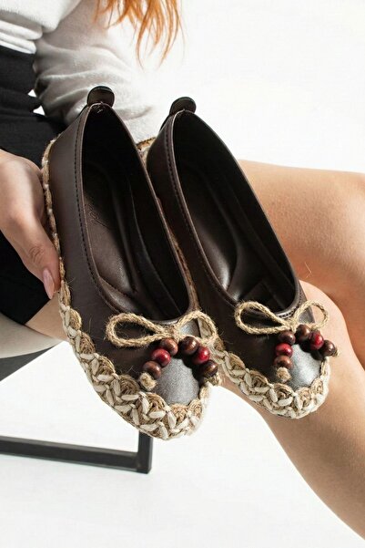 FUGA MODA Caldera Brown Leather Straw Wrap Thermo Sole Premium Ballerinas