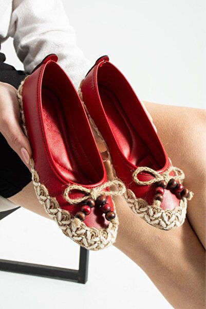 FUGA MODA Caldera Red Skin Straw Wrap Thermo Sole Premium Ballerinas