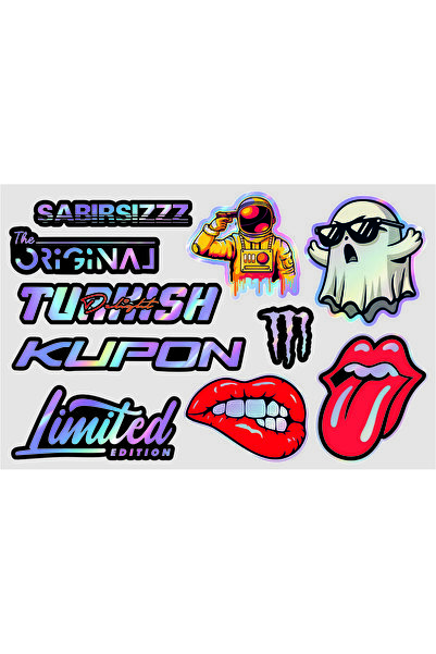 Baskı Babası Hologram Sticker Etiket Casper Dudak Turkish Delight Set Süper 2026