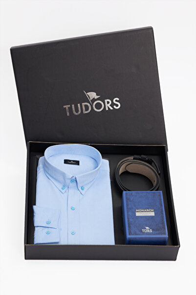 Tudors Özel Kutulu Erkek 3'lü Set Hediyelik - Çeyizlik Gömlek, Parfüm Ve Keme...