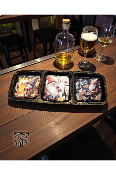 Turapia Design Şans Cüceli Tasarım Alkol Sunumluğu Çerezlik El Boyaması Beton...