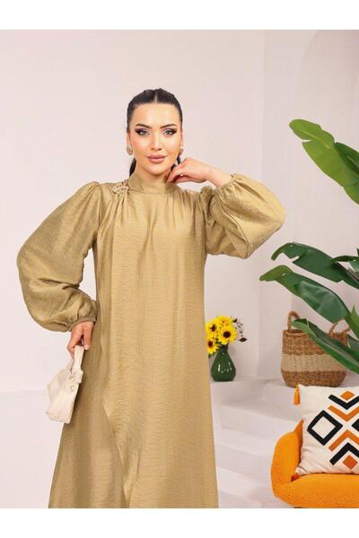 Dadali Comfortable Cut Dress with Buckle and Draped Detail Defne