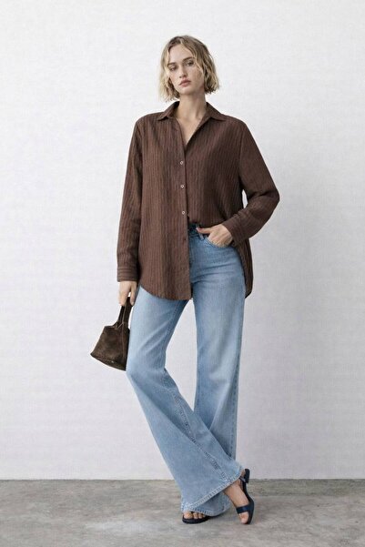 Cistern İstanbul Women's Striped Detailed Textured Shirt