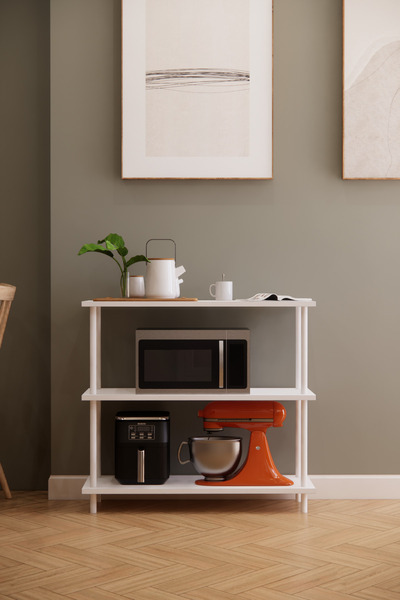 Solto Home MA40-43 Çevir Kur Modüler 3 Raflı Kahve Köşesi | Aletsiz Kolay Kur...