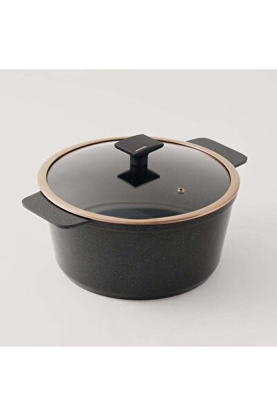 Generic Alberto aluminum casserole with glass lid 2.5L, black