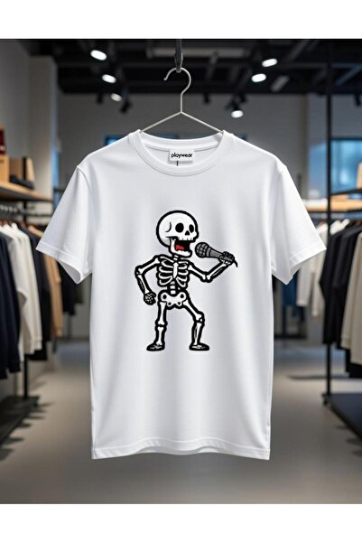 playwear PLAY WEAR Tricou unisex cu imprimeu MICROPHONE SKELETON, cu decolteu...