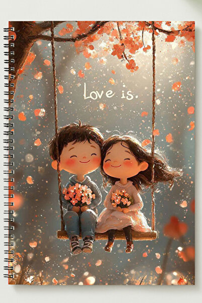 BLACKONECLASS غلاف كرتوني معدني حلزوني غير مسطر بتصميم LOVE & COUPLE مقاس A5،...