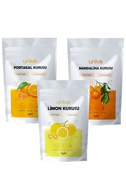 Univa Narenciye Kurusu Paketi 3x50gr - Portakal/Mandalina/Limon