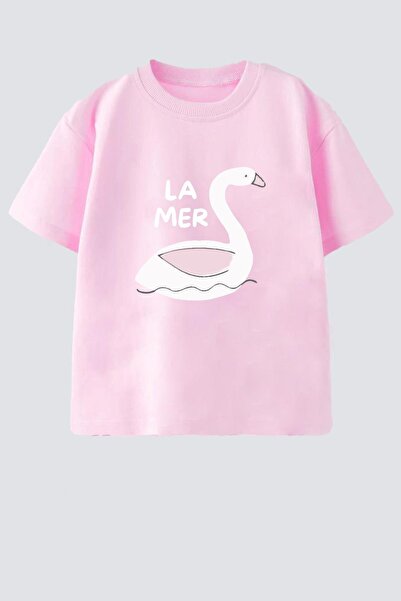 Monila Kız Çocuk Pamuklu Bisiklet Yaka Baskılı T-Shirt