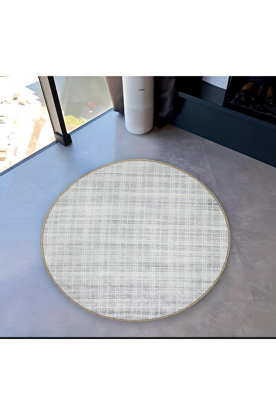 Rugs Modern Halı Mira Round Light Gray White Plaid Detailed Woven Base Modern...