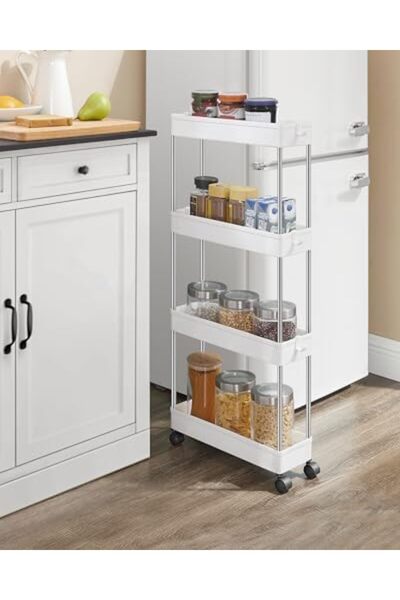 STOREMAX Arabası, 4 Seviyeli Mutfak Arabası, Mutfak Rafı, Tekerlekli Niş Rafı...